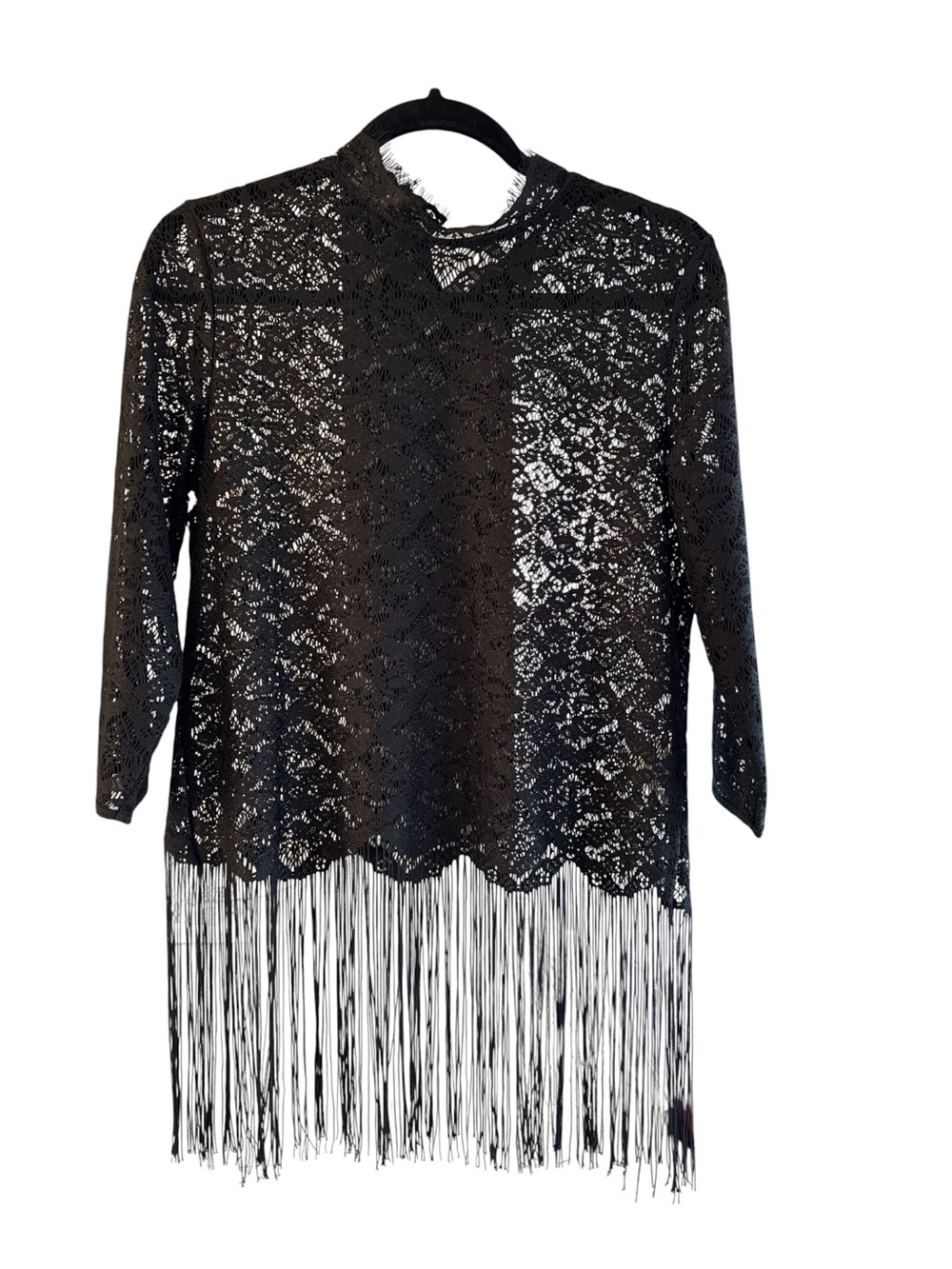 Zara Black Lace Fringe Women's Sweater